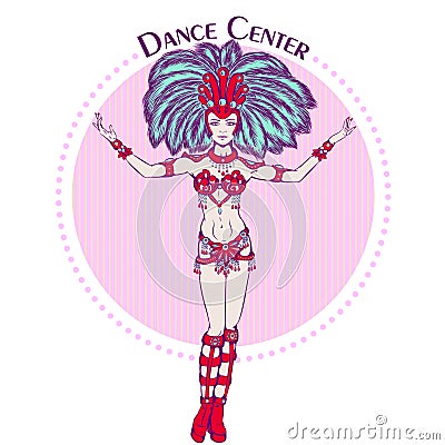 Dance line color samba Vector Illustration