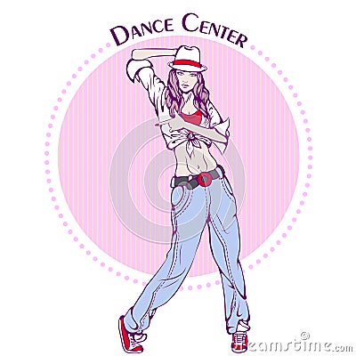 Dance line color street dance Vector Illustration