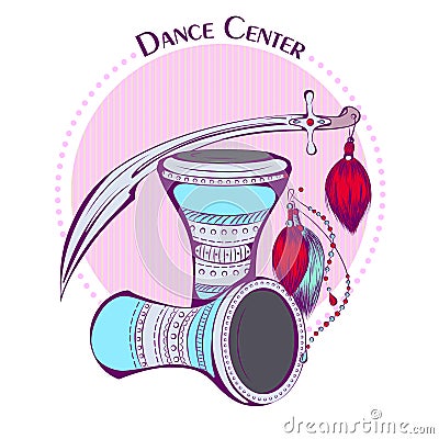 Dance line color tribal accessories Vector Illustration