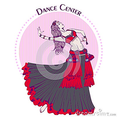 Dance line color tribal belly dance Vector Illustration