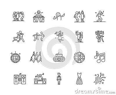 Dance line icons, signs, vector set, outline illustration concept Vector Illustration