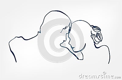 Dance pair sihouette sketch line vector design Vector Illustration