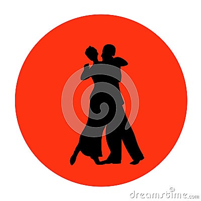 Dance pair in tango passion black silhouettes isolated vector sign or icon Vector Illustration