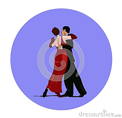 Dance pair in tango passion isolated vector sign Vector Illustration