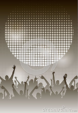 Dance Party Night Poster Monochrome Background Template. Vector Illustration Vector Illustration