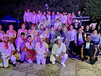 Dance Performers and Band in Chilpancingo Mexico at Night Editorial Stock Photo