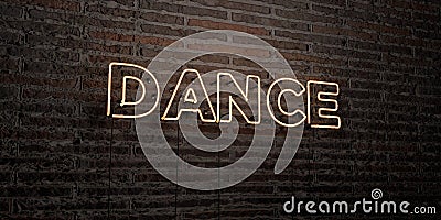 DANCE -Realistic Neon Sign on Brick Wall background - 3D rendered royalty free stock image Stock Photo