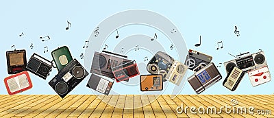 Dance retro recorders Stock Photo