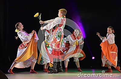 Dance show with Russian folk costumes Editorial Stock Photo