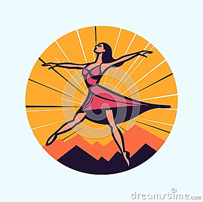 Dance on the tips of toes. Young graceful tender woman, ballerina simple icon vector Vector Illustration