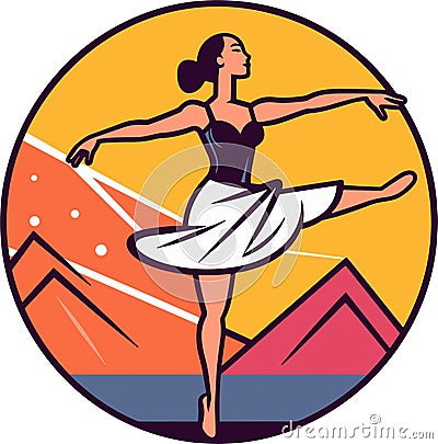 Dance on the tips of toes. Young graceful tender woman, ballerina simple icon vector Vector Illustration