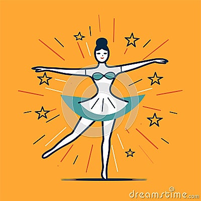 Dance on the tips of toes. Young graceful tender woman, ballerina simple icon vector Vector Illustration