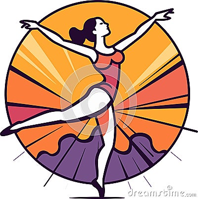 Dance on the tips of toes. Young graceful tender woman, ballerina simple icon vector Vector Illustration