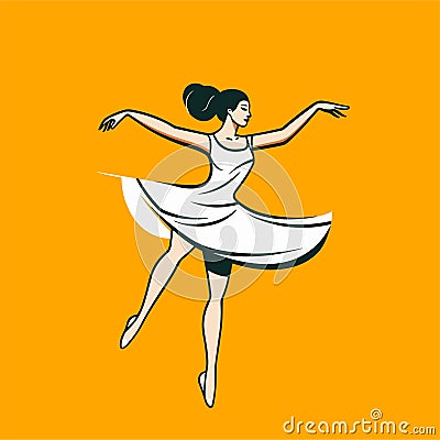 Dance on the tips of toes. Young graceful tender woman, ballerina simple icon vector Vector Illustration