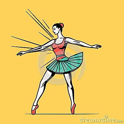 Dance on the tips of toes. Young graceful tender woman, ballerina simple icon vector Vector Illustration