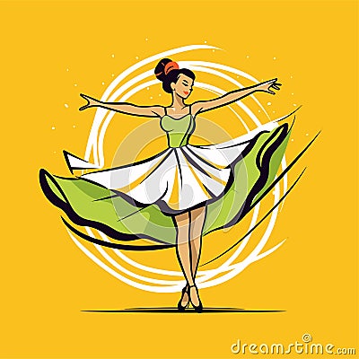 Dance on the tips of toes. Young graceful tender woman, ballerina simple icon vector Vector Illustration