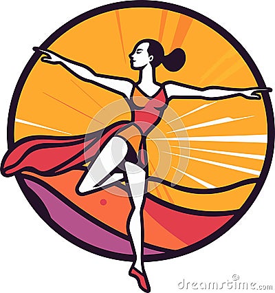 Dance on the tips of toes. Young graceful tender woman, ballerina simple icon vector Vector Illustration