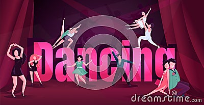 Dance word concepts flat color vector banner Vector Illustration