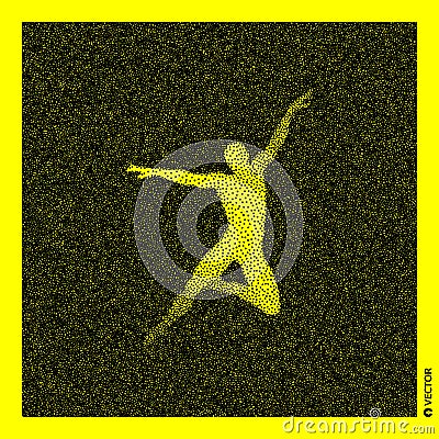 Dancer. 3D Human Body Model. Black and yellow grainy design. Stippled vector illustration Vector Illustration