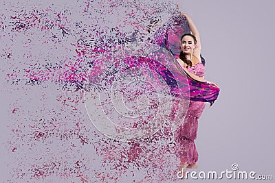 Dancer with disintegrating scarf. Stock Photo