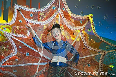 Dancer performs traditional classical Thai Northern `Peacock dance`. Editorial Stock Photo