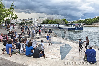 Dancers along the Seine, Paris Editorial Stock Photo