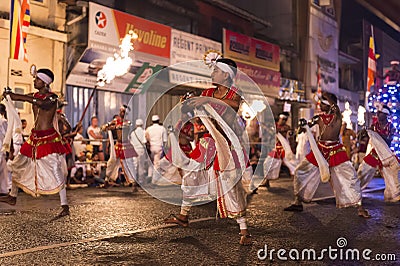 Dancers at the Esala Perahera festival in Kandy Editorial Stock Photo