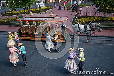 Dancers in Main Street Trolley Show in Magic Kingdom at Walt Disney World . Editorial Stock Photo