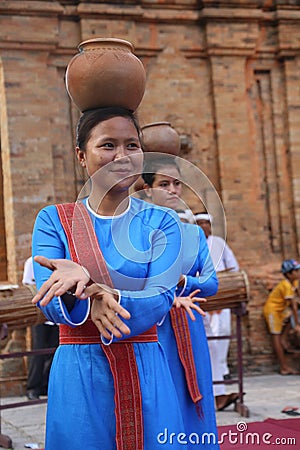 Dancers performing traditional Cham dances at Po Nagar, Nha Trang Editorial Stock Photo