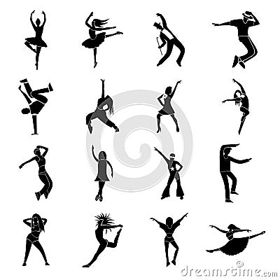 Dances simple icons set Vector Illustration