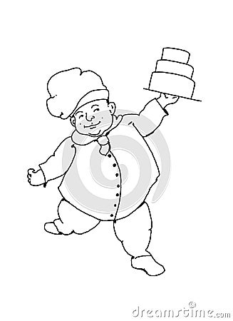 Dancing baker Cartoon Illustration