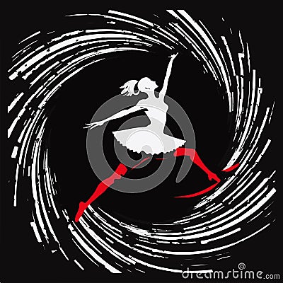 Dancing ballerina with white energy splash. Vector illustration Cartoon Illustration