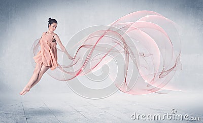 Dancing ballet performance artist with abstract swirl Stock Photo