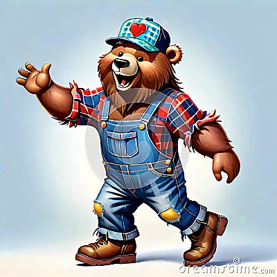 Dancing bear bruin happy smiling dance music routine fun Cartoon Illustration