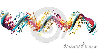 Dancing colorful dna helixes on white background, concept of Genetic diversity, created with Generative AI technology Stock Photo