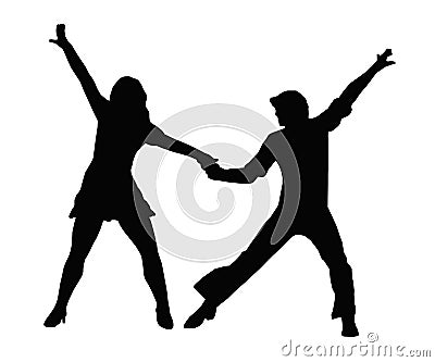 Dancing Couple 70s Vector Illustration