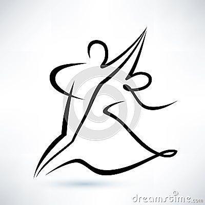 Dancing couple, outlined vector sketch Vector Illustration