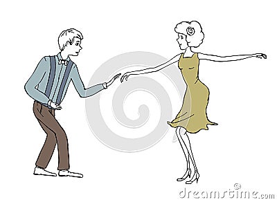 Dancing couple vintage illustration Vector Illustration