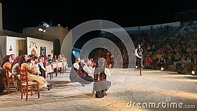 Dancing Cyprus traditional dances during a performance in Nicosia Cyprus Editorial Stock Photo