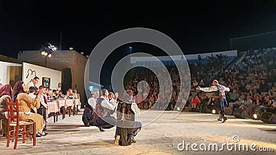 Dancing Cyprus traditional dances during a performance in Nicosia Cyprus Editorial Stock Photo