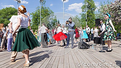 Dancing on the dance floor in Gorky Park Editorial Stock Photo