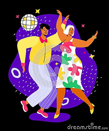 Dancing at the disco - colorful flat design style illustration Vector Illustration
