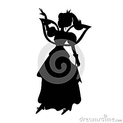 Dancing fairy black silhouette in beauty drees vector illustration Vector Illustration