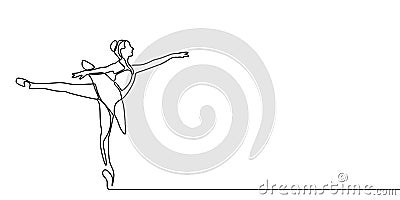 Dancing girl continuous one line drawing vector illustration isolated on white background minimalist design Vector Illustration