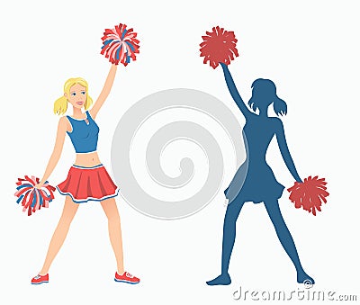 Dancing girl silhouette. Vector Illustration