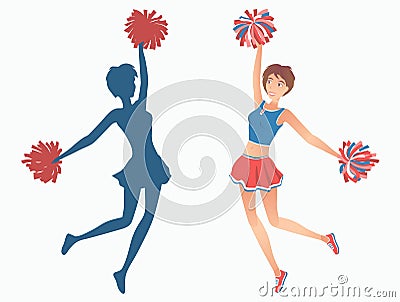 Dancing girl silhouette. Vector Illustration