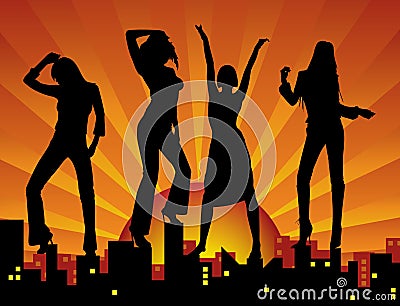 Dancing girls on city Stock Photo