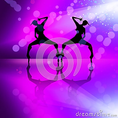 Dancing girls silhouette illustration. Cartoon Illustration