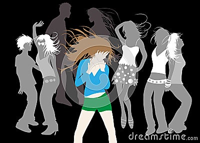 Dancing girls Vector Illustration