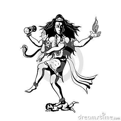 Dancing God Shiva Vector Illustration